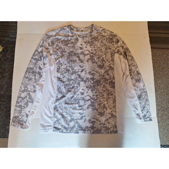 HUK Performance Fishing Long Sleeve Crew Shirt (Men's Medium) Gray & White Camo - Picture 1 of 7